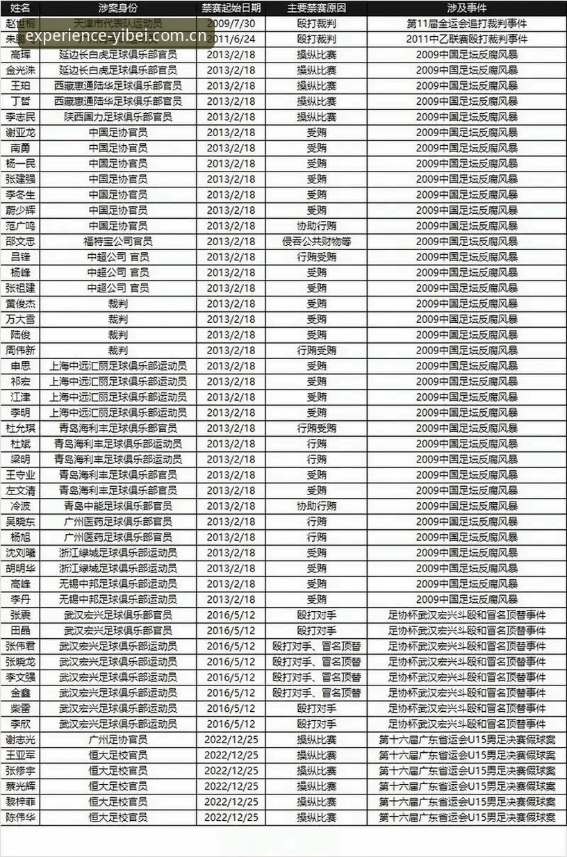 中国足协第三批禁足名单最新动态：17人终身禁赛，48人受罚，行业整顿再升级